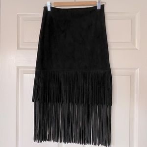 Faux suede fringe Skirt